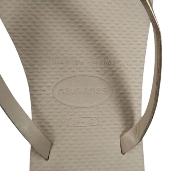 Havaianas Shoes Womens 9.5 Sandals Flip Flop Casual Fashion Gold Metallic Slim - Picture 12 of 15